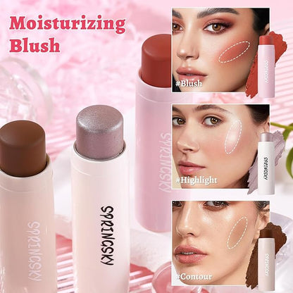 3Pcs Multi-Use Face Makeup Sticks Sets, Blendable Cream