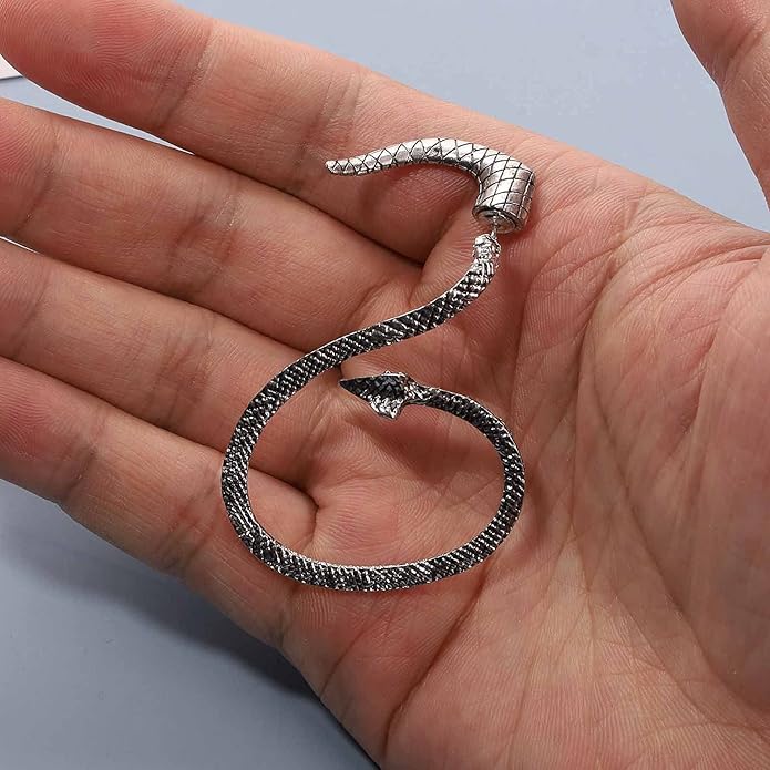 Punk Snake Cuff Earrings Silver Snake