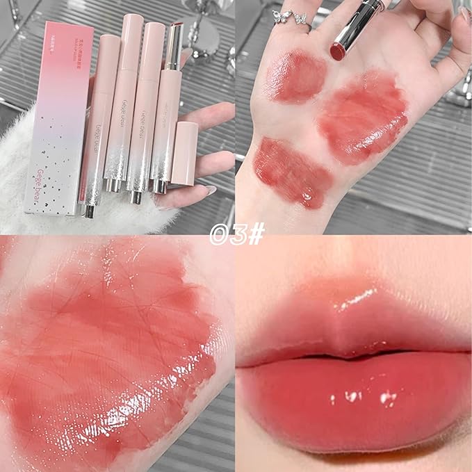 6 Colors Jelly Glossy Lipstick, 6Pcs Nude to Glossy