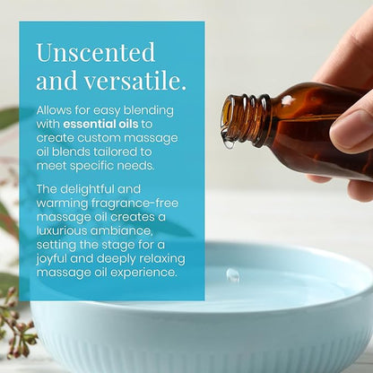 Skinsations - Unscented Massage Oil for Massage Therapy - 8oz | Silky-Soft Blend of Sweet Almond, Fractionated Coconut, Grapeseed and Jojoba Oil | Scented Body Oil, Sore Muscles, Aromatherapy