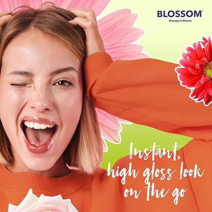 Blossom Moisturizing Lip Gloss Tubes, Roll on Perfume Oil, Natural Essential Oils, Scented Color Change Lip Balm with Real Flowers, 0.7 fl. oz/15mL, 3 Pack Gift Set, Cherry/Honey Jasmine/Turquoise