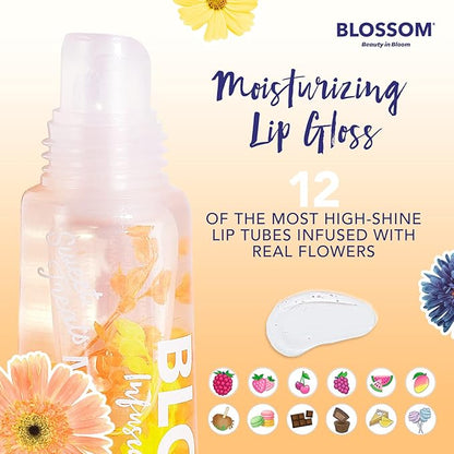 Blossom Scented Moisturizing Lip Gloss Tubes, Infused with Real Flowers, 0.3 fl. oz/9ml, Mango