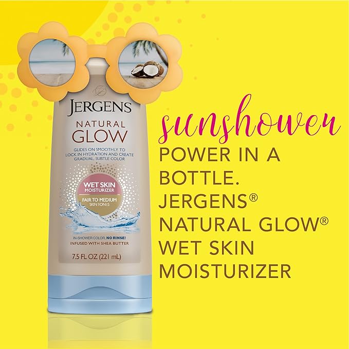Jergens Natural Glow 3-Day Self Tanner for Medium to Deep Skin Tone & Natural Glow In-shower Lotion, for Fair to Medium Skin Tone, Wet Skin