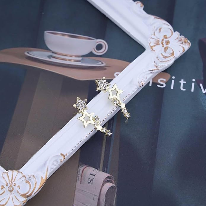 Boho Cz Star Ear Crawler Earrings