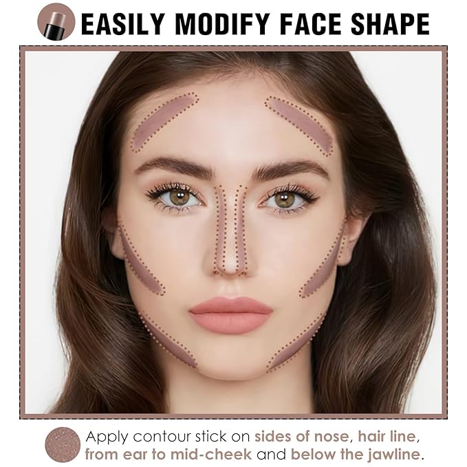 FOCALLURE Cream Contour Stick, Matte Bronzer Stick, Professional