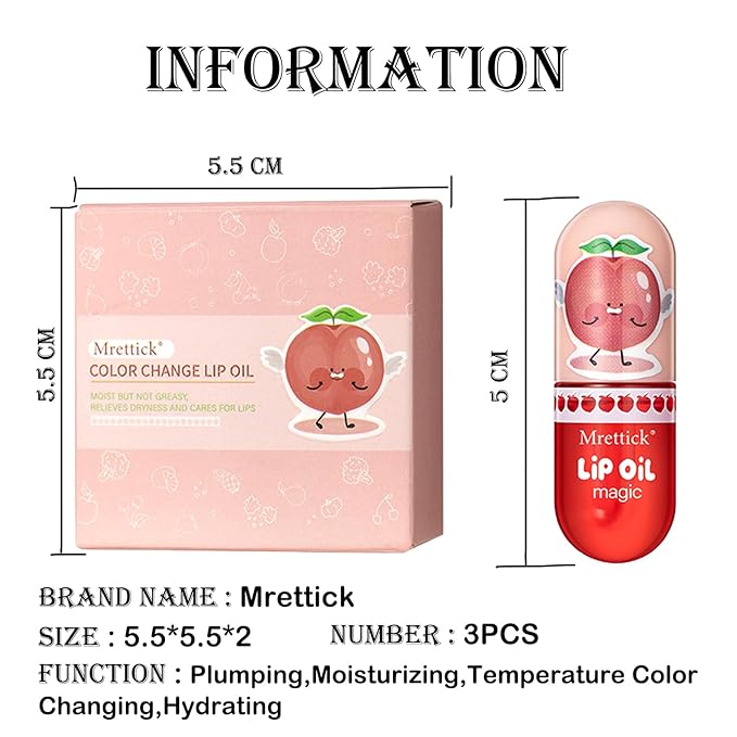 3PCS Lip Gloss,Hydrating Lip Oil Tinted Set | Gloss,Hydrating