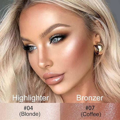 Kaely 2Pcs Cream Contour Highlighter Stick Kit,Bronzer Cheek Stick Waterproof,04+07