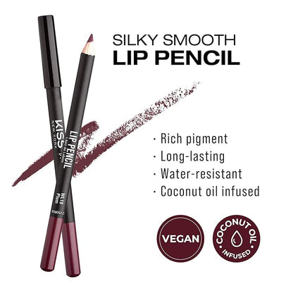 KISS New York Professional Slim Lip Pencil, Creamy Soft Lip Liner, Smooth Long-Lasting Rich Lip Color, Natural Lip Makeup, Water-Resistant Lip Crayon (Plum)