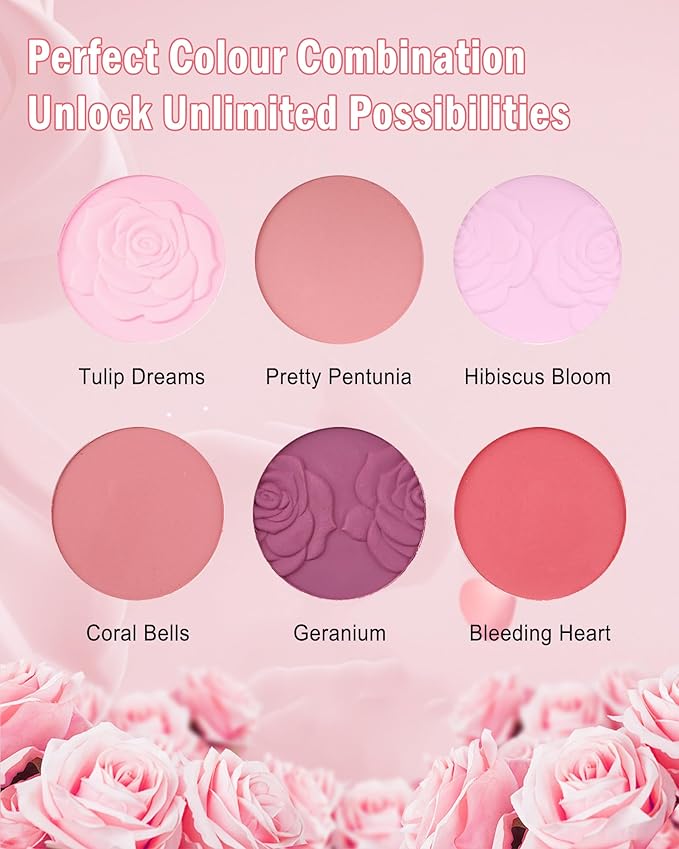 Matte Rose Face Blush Palette Kit with Brush-6
