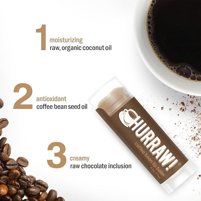 Hurraw! Coffee Bean Lip Balm, 3 Palm