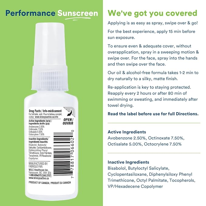 KINeSYS Fragrance Free Clear Spray Sunscreen for sensitive skin, SPF 30, Hypoallergenic, Broad Spectrum UVA/UVB protection for Body, Alcohol, PABA and Oxybenzone FREE, 170+ Sprays, 1 Fl Oz (Pack of 2)
