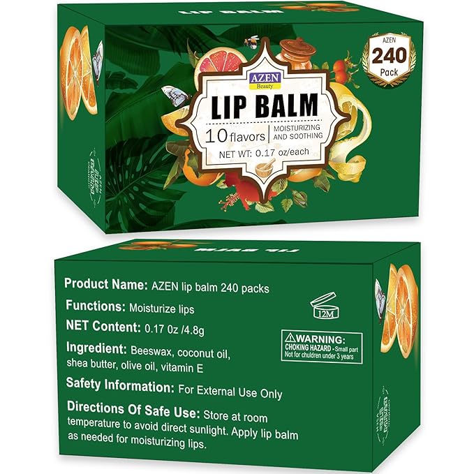 AZEN 240 Pack Lip Balm, Natural