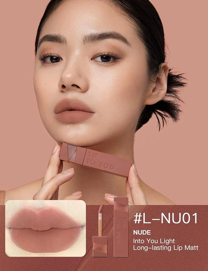 INTO YOU Matte Lipstick Velvet Lip Stain Lip Mud Long Lasting Waterproof Lipstick Lip Gloss Makeup Moisturizing Lipstick for Women(L-Nu01)