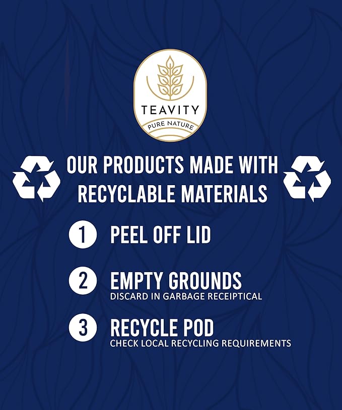 Organic Tea Pods with Moringa, Peppermint, Holy Basil & Turmeric - Naturally Decaf Tea - Mental Focus by Teavity (36 Tea Pods)