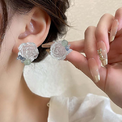 Vintage Resin Flower Earrings Camellia Flower