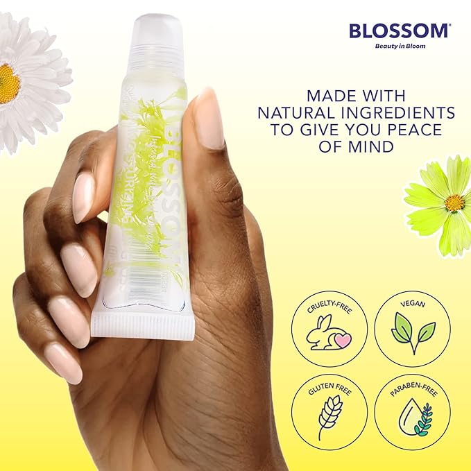 Blossom Scented Moisturizing Lip Gloss Tubes, Infused with Real Flowers, 0.3 fl. oz/9ml, Lemon Tart
