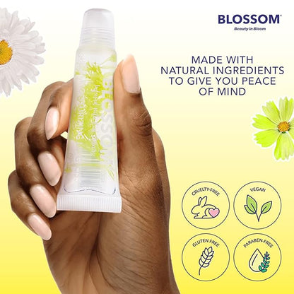 Blossom Scented Moisturizing Lip Gloss Tubes, Infused with Real Flowers, 0.3 fl. oz/9ml, Lemon Tart