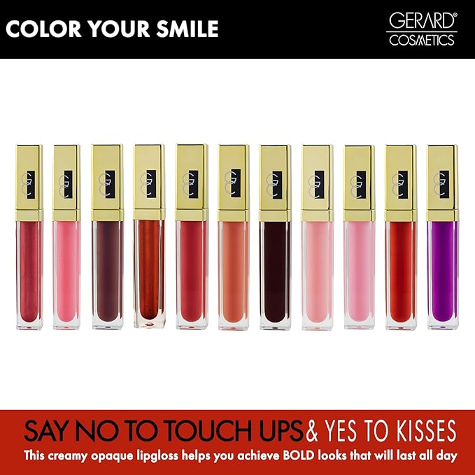 Gerard Cosmetics Color Your Smile Lip Gloss Seduction | Super Pigmented Purple Lip Gloss with LED Light and Mirror | Shiny Finish | Hydrating Purple Lipstick | Cruelty Free and Made in USA