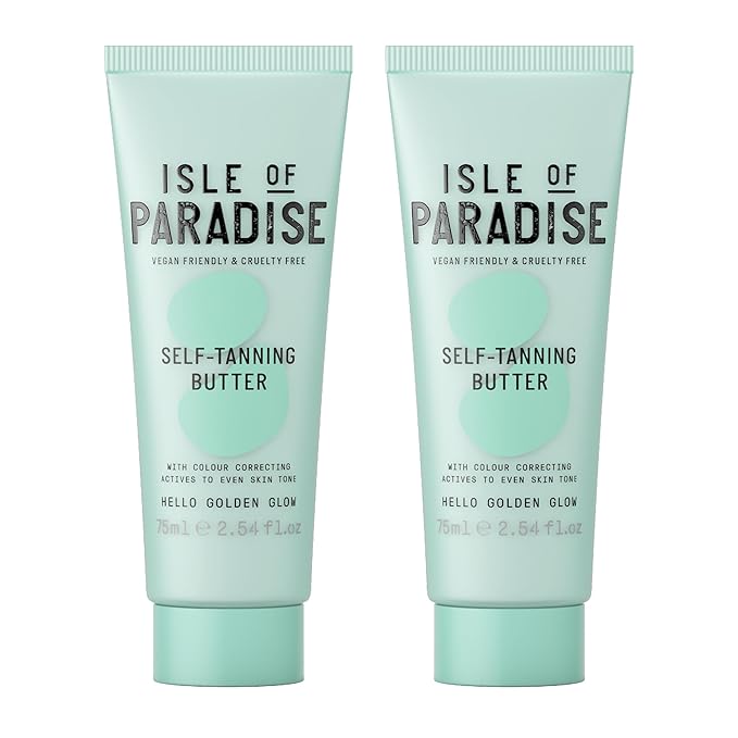 Isle of Paradise Self-Tanning Body Butter, Vegan, Cruelty Free, Self-Tan Butter, 75ml - 2 Pack