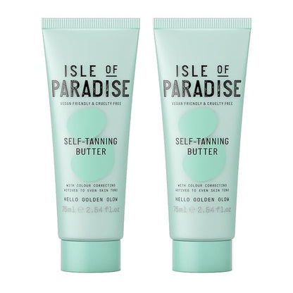 Isle of Paradise Self-Tanning Body Butter, Vegan, Cruelty Free, Self-Tan Butter, 75ml - 2 Pack