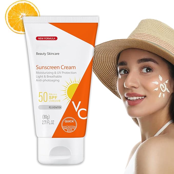 Vitamin C Sunscreen for Body and Face, Body Sunscreen SPF 50 Face Moisturiser with Niacinamide, Moisturizing Face Sunscreen Strong Protection, Sunscreen Body Lotion Water + Sweat Resistan