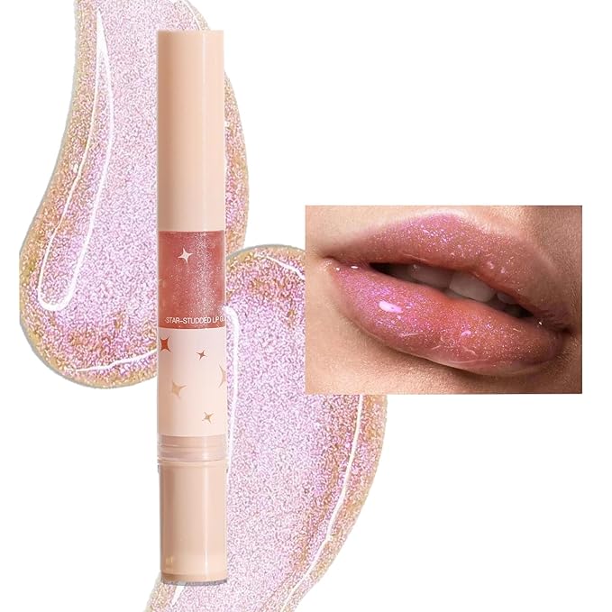 Gold Glitter Lip Gloss Lipstick, Pearl Shimmer Liquid Lip