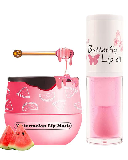 2Pcs Watermelon Lip Balm Honey Pot Exfoliator