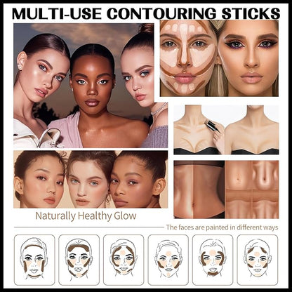 MIELIKKI 2Pcs Cream Contour Stick Makeup, Highlighter Stick