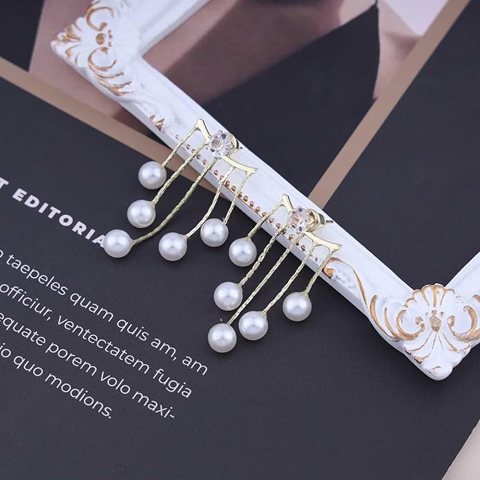 Vintage Crystal Pearl Drop Earrings Long