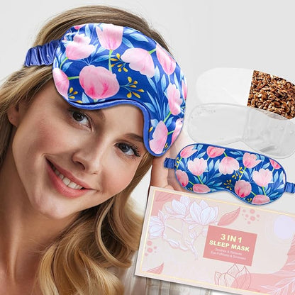 Bundle of CONBELLA 2PCS Adorable Cooling Eye Mask Gel Eye Mask, Reusable Hot Cold Therapy and Cooling Eye Mask, Gel Eye Mask for Dark Circles, Migraines, Eye Surgery, Warm Compress for Eyes