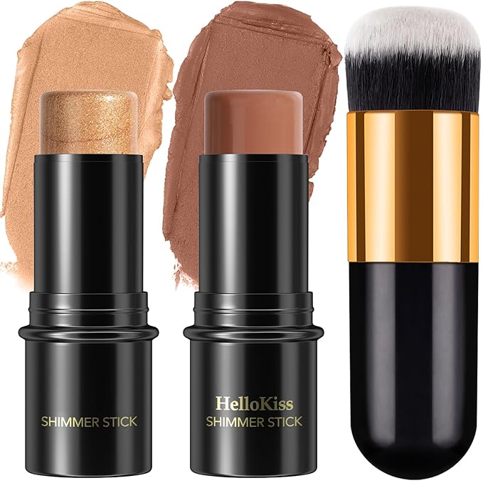 2Pcs Cream Contour Stick Makeup Kit, Cream Highlighter