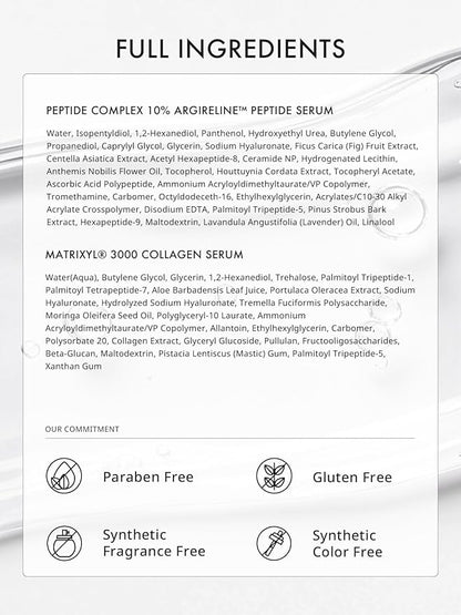 Depology Peptide Serum Duo, MATRIXYL® 3000 Serum + Peptide Complex 10% Wrinkle Defense, Argireline™ Peptide Serum, Hydrating Face Serum Targets Dynamic Wrinkles