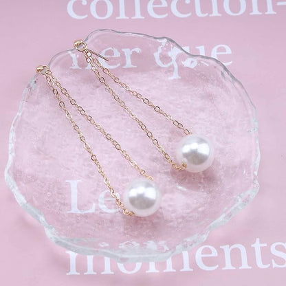 Vintage Pearl Earrings Long Pearl Stud Earrings Boho