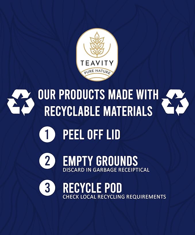 Organic Rooibos Tea Pods for Keurig with Lemon, Mint, Licorice - Unsweetened Decaf Tea for K Cup Brewing by Teavity (36 Tea Pods)