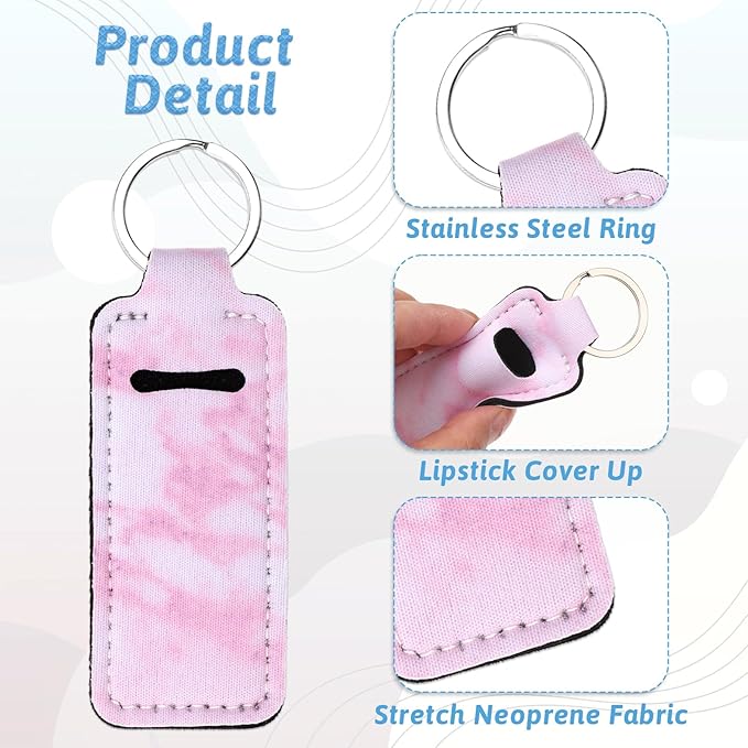 Prasacco 6 Pieces Chapstick Holder Keychain, Colorful Lipstick Safeguard