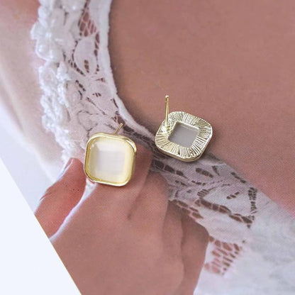 Vintage Square Opal Earrings Opal Square Stud Earrings