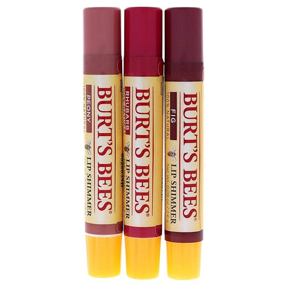 Burts Bees Kissable Color Warm Collection Unisex Lip Shimmer Peony, Rhubarb, Fig 3 oz