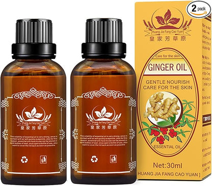2 PCS Ginger Oil,Ginger Massage Oil for Lymphatic Drainage,Lymphatic Drainage Drops,Natural Ginger Oil for Skin(30ML/Bottle)