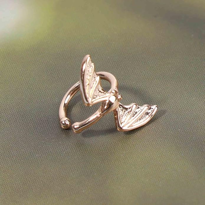 Gothic Bat Cuff Earrings Gold Bat