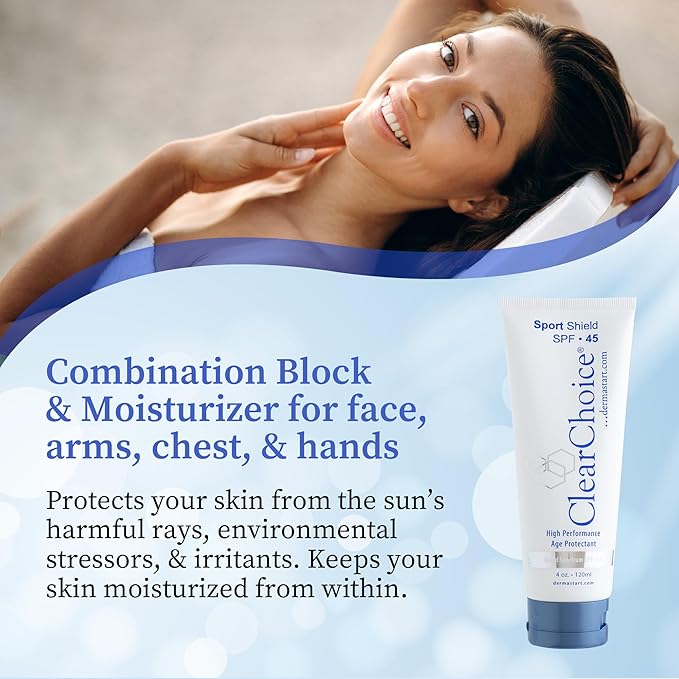 ClearChoice Sport Shield Sunscreen - Natural Face Sunscreen for Daily Use, SPF 45-4 Ounces
