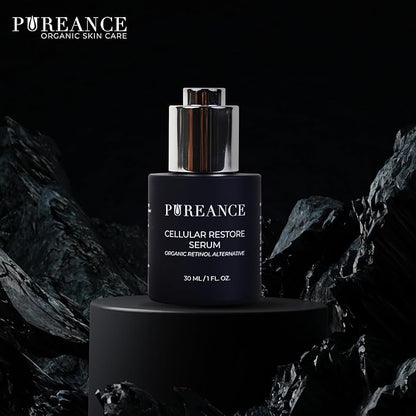 PUREANCE Organic Retinol Bakuchiol Serum for Face with Jojoba Oil, Sea Buckthorn, Bakuchiol oil I Anti Aging Collagen Booster Serum, Reduces Fine Lines & Wrinkles I 1 Fl Oz
