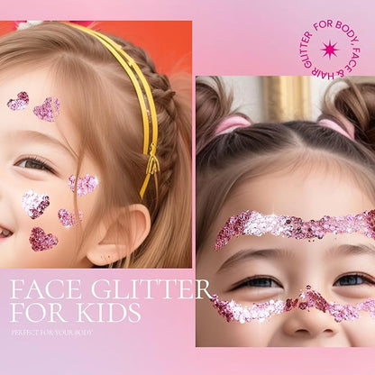 Teenitor Pink Body Glitter, Chunky Face Glitter, Pink Glitter Makeup 80g