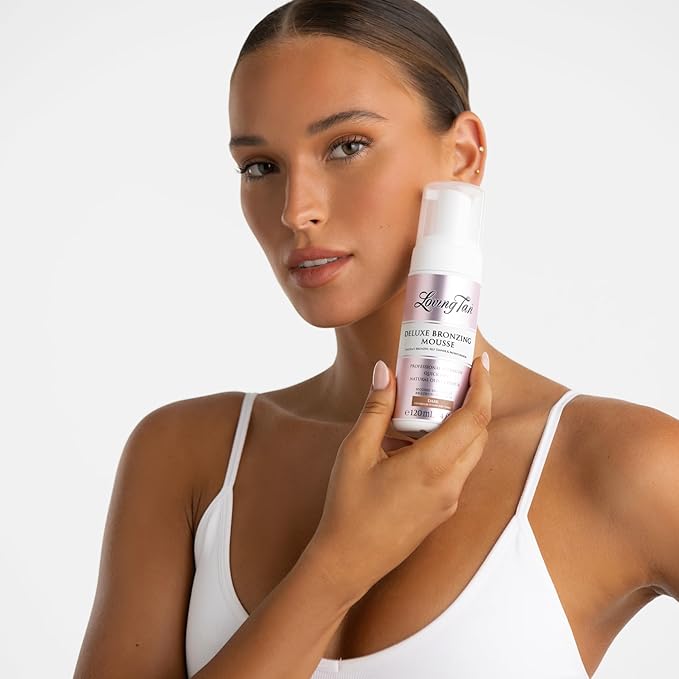 Loving Tan Deluxe Bronzing Mousse, Dark - Streak Free, Natural looking, Professional Strength Sunless Tanner - Up to 5 Self Tan Applications per Bottle, Cruelty Free, Naturally Derived DHA - 4 FL Oz