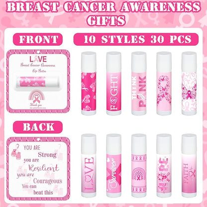 30 Pack Breast Cancer Awareness Favors Balms