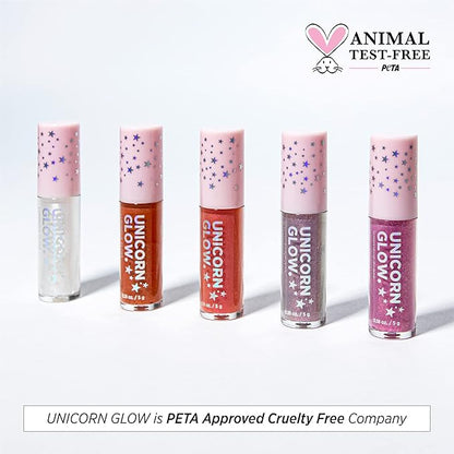 UNICORN GLOW Luminous Lip Gloss, 3 Rose Gold -Moisturizing Lip Gloss with Shimmery Finish - Lightweight, Sheer and Hydrating [0.18 oz. / 5 g] glitter gloss