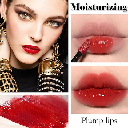 6 Colors Lip Tint Stain Set, Korean Lip Gloss Plumping Lip Tint Moisturizing Watery Mini Liquid Lipstick, Multi-use Lip and Cheek Tint, Long Lasting,Non-Stick Cup Lip Makeup