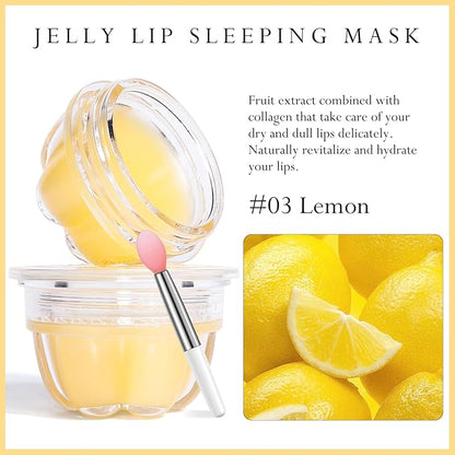 2Pc Jelly Lip Mask Overnight,Fruity Lemon Collagen-Lemon
