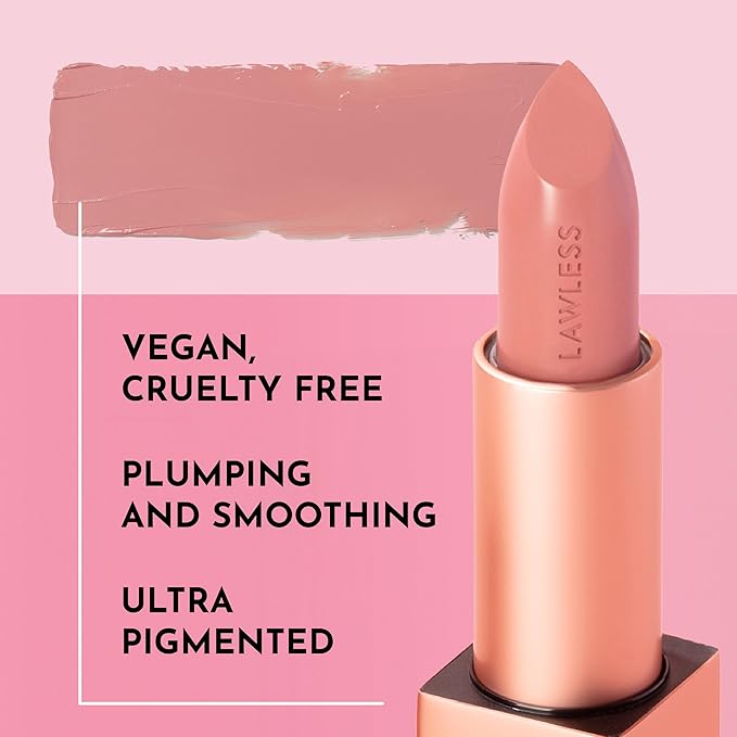 Lawless Forget the Filler Lip-Plumping Line-Smoothing Satin Cream Lipstick - Daisy Girl - Natural Ingredients Smooth and Hydrate Lips for a Plumper, Fuller Look - 3.7g