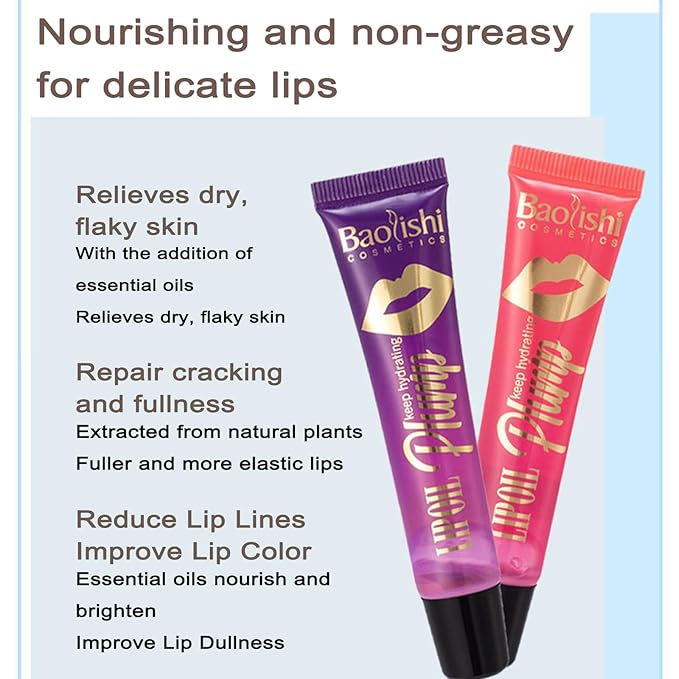 Plumping Lip Oil Set, Clear Lip Gloss for Lip Care, Fruit Flavour Hydrating Lip Glow Oil Toot Lip Oil, Nourishing, Non-sticky