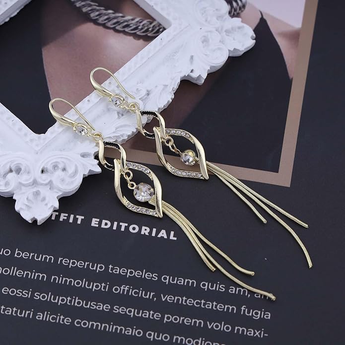 Vintage Crystal Dangle Earrings Long Rhinestone